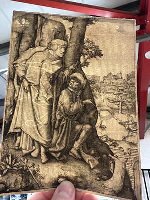 Lot 177 - Lucas van Leyden, three engravings - Susan and the Elders, 20cm x 14cm and two others, unframed