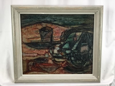 Lot 166 - John Bailey (b.1926) oil on board - Coastal landscape, 29.5cm x 35cm, in glazed frame
