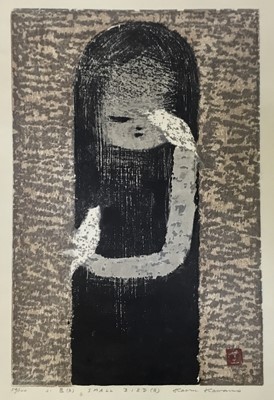 Lot 172 - Kaoru Kawano, woodblock - ‘Small Bird (B)’, signed titled and numbered 59/100, 46cm x 31cm, unframed