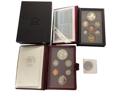 Lot 412 - World - Mixed coins to include Elizabeth II 1oz fine proof platinum Noble 1983 (N.B. Uncased & without Certificate of Authenticity), proof cased sets Canada seven coin 1990 & U.S. Olympics six coin...