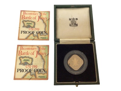 Lot 413 - Jersey - Gold proof One Pound Battle of Jersey bicentenary 1781-1981 (N.B. 22ct, Wt. 17.55 gms, cased with Certificate of Authenticity) (1 coin)
