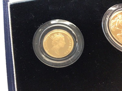 Lot 414 - G.B. - Elizabeth II three coin gold proof set 1988 to include £2,  Sovereign & Half Sovereign (N.B. Cased with Certificate of Authenticity) (1 coin set)