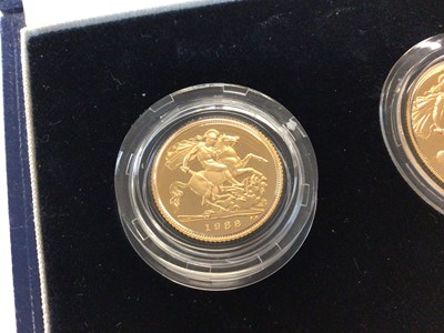 Lot 414 - G.B. - Elizabeth II three coin gold proof set 1988 to include £2,  Sovereign & Half Sovereign (N.B. Cased with Certificate of Authenticity) (1 coin set)