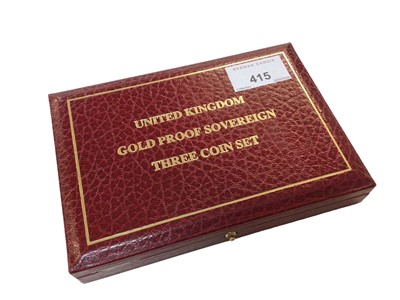 Lot 415 - G.B. - Elizabeth II three coin gold proof set 1997 to include £2, Sovereign & Half Sovereign (N.B. Cased with Certificate of Authenticity) (1 coin set)