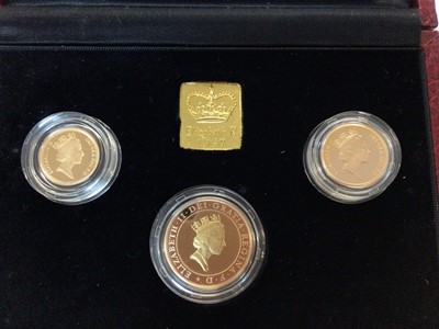 Lot 415 - G.B. - Elizabeth II three coin gold proof set 1997 to include £2, Sovereign & Half Sovereign (N.B. Cased with Certificate of Authenticity) (1 coin set)