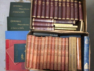 Lot 322 - Two boxes of antiquarian books including Dickens, The Children's Treasure House, Cathedrals, Abbeys & Churches of England and Wales etc