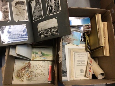 Lot 323 - Two boxes of ephemera, postcards, albums, sketches etc