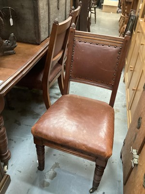 Lot 1468 - 6 Edwardian chairs (brown leather)