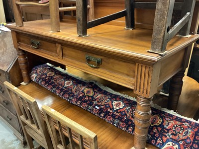 Lot 1376 - Edwardian walnut side table with ledge back