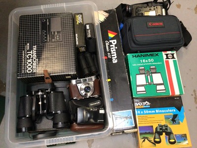 Lot 343 - Box of cameras, binoculars and accessories