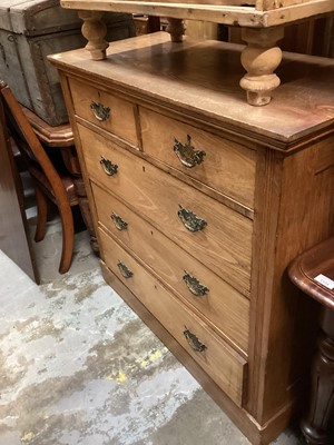 Lot 1247 - Edwardian oak chest of two short and three long drawers, 102.5cm wide, 47cm deep, 100.5cm high