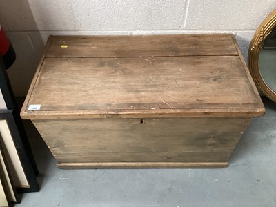 Lot 1249 - Pine blanket box, with metal side handles, 80.5cm wide, 43cm deep, 45cm high