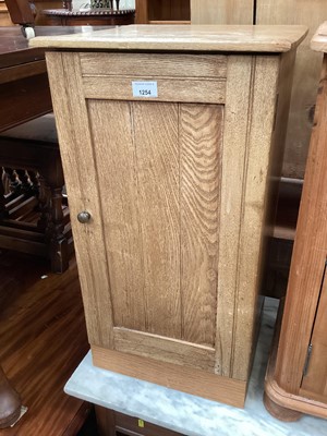 Lot 1254 - Oak pot cupboard with single shelf enclosed by panelled door, 37.5cm wide, 36cm deep, 69cm high