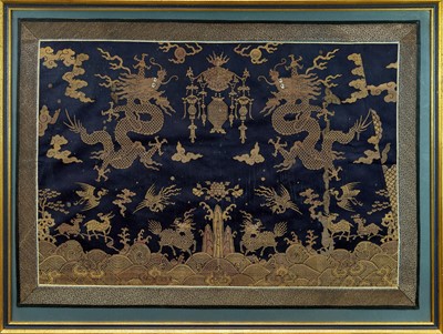 Lot 807 - Fine Chinese Qing Dynasty or earlier Imperial gold thread embroidered robe fragment