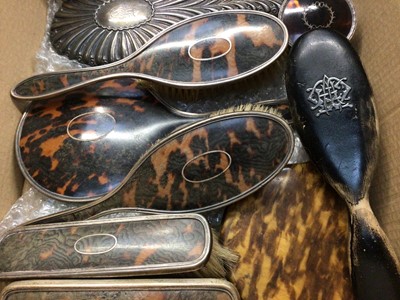 Lot 1008 - Silver mounted dressing table items, silver and tortoise shell dressing table items and others