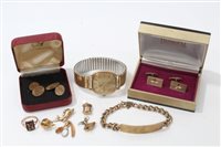 Lot 3245 - Two pairs of gold (9ct) cufflinks, gold cased...