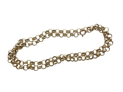 Lot 1021 - 9ct gold belcher link chain, 53cm long