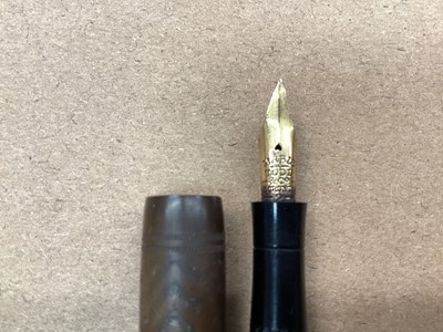 Lot 360 - Gold plated Arcadia pocket watch and six vintage "Swan" fountain pens