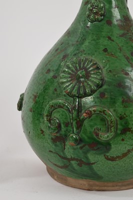 Lot 121 - Two green glazed antique Canakkale pottery ewers, Turkey