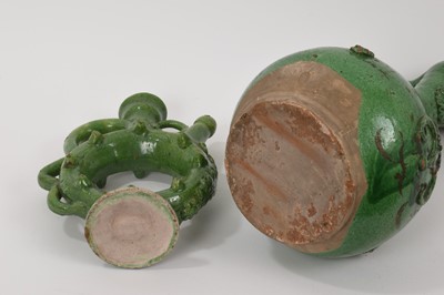 Lot 121 - Two green glazed antique Canakkale pottery ewers, Turkey