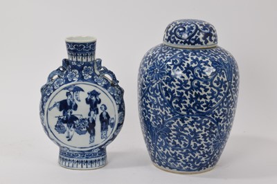 Lot 111 - Chinese porcelain jar and cover and Chinese porcelain moonflask