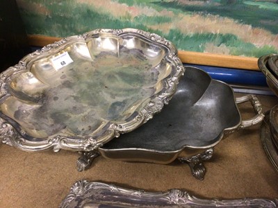 Lot 68 - Group of silver plate, including a good quality Sheffield plate serving dish by Waterhouse & Co, an Elkington silver plated inkstand, and other plated ware