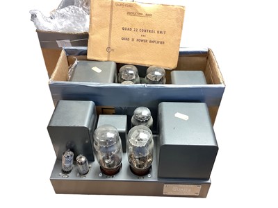 Lot 2271 - Pair of Quad II valve power amplifiers, together with Quad 22 pre amp (working)