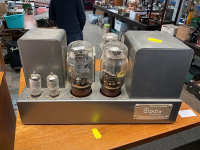 Lot 2271 - Pair of Quad II valve power amplifiers, together with Quad 22 pre amp (working)