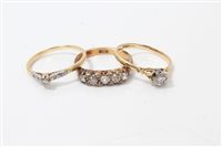 Lot 3248 - Late Victorian diamond five stone ring with...