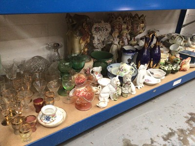 Lot 80 - Large quantity of mixed china and glassware, including tea wares, carnival glass, etc (one shelf)