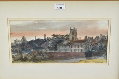 Lot 91 - Arthur Butler (1918-?) watercolour - Stoke by Nayland, last night, signed, titled verso, 17cm x 36cm, in glazed frame
