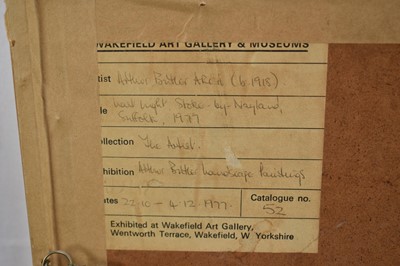 Lot 91 - Arthur Butler (1918-?) watercolour - Stoke by Nayland, last night, signed, titled verso, 17cm x 36cm, in glazed frame