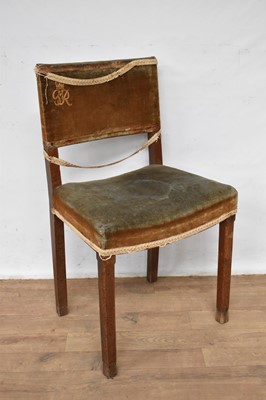 Lot 1273 - George VI limed oak coronation chair, with some deterioration