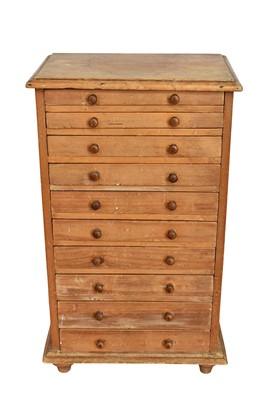 Lot 1356 - Antique pine collector's chest of ten drawers