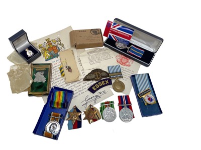 Lot 724 - First World War War medal named to 164891 SPR. F. Collard. R.E., together with Second World War medals comprising 1939 - 1945 Star, Africa Star, Defence and War medals (in box of issue)