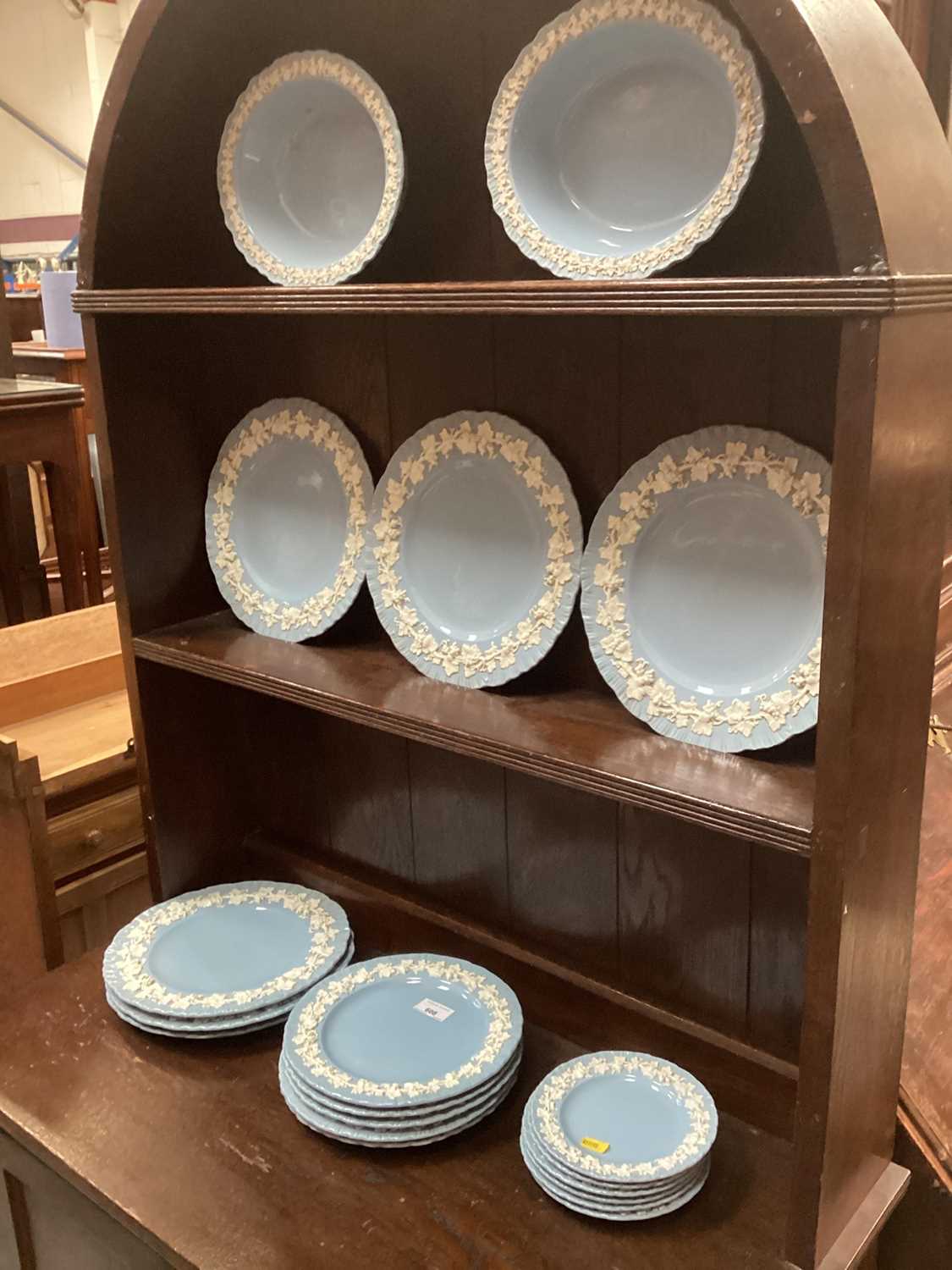 Lot 608 - Wedgwood Queens Ware blue and white dinner ware -19 pieces