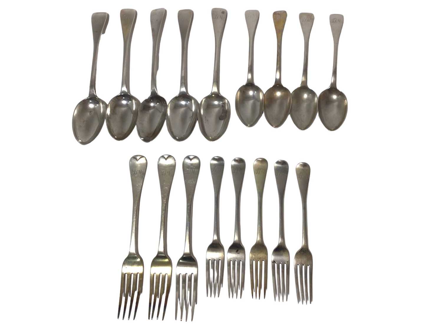 Lot 302 - William IV/Victorian silver Old English pattern flatware