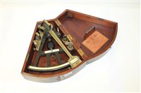 Lot 3598 - 19th century ebony and brass mounted sextant...