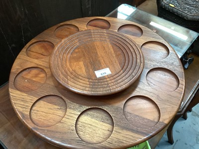 Lot 610 - 1960s Danish Digsmed hardwood lazy Susan revolving table centre 48cm diameter