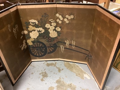 Lot 612 - Lot oriental pictures and folding screen