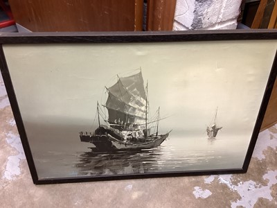 Lot 612 - Lot oriental pictures and folding screen