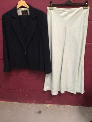Lot 2094 - Womens' Mulberry navy wool trouser suit size 14 and maxi skirt