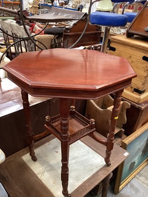 Lot 1322 - Edwardian walnut two tier occasional table with octagonal top