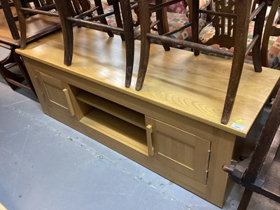 Lot 1407 - Modern oak coffee table, tv unit, and three side tables