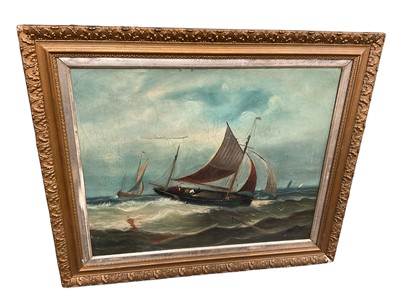 Lot 183 - 19th century English School, oil on canvas, shipping in rough seas, 40 x 51cm, framed