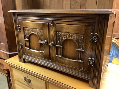 Lot 1367 - Old Charm style carved oak two door cabinet, 80.5cm wide, 41cm deep, 48cm high