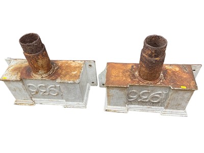 Lot 188 - Pair of cast iron water hoppers, dated 1936