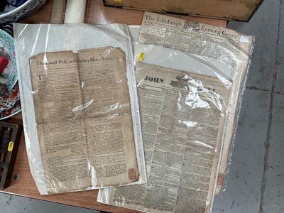 Lot 412 - Three 18th century newspapers together with President Kennedy ephemera.