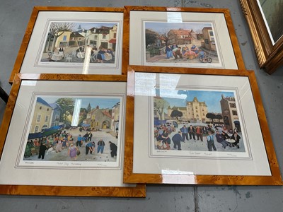 Lot 424 - Set of four Margaret Loxton signed limited edition prints 'Scenes of Rural France' produced by Wine Arts, mounted in maple frames.