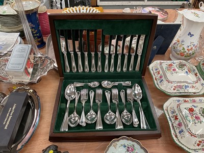 Lot 436 - Canteen of George Butler beaded edge pattern silver plated cutlery